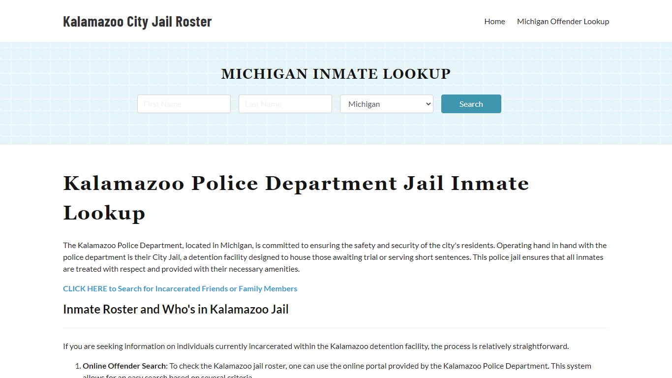 Kalamazoo Police Department & City Jail, MI Inmate Roster, Arrests ...